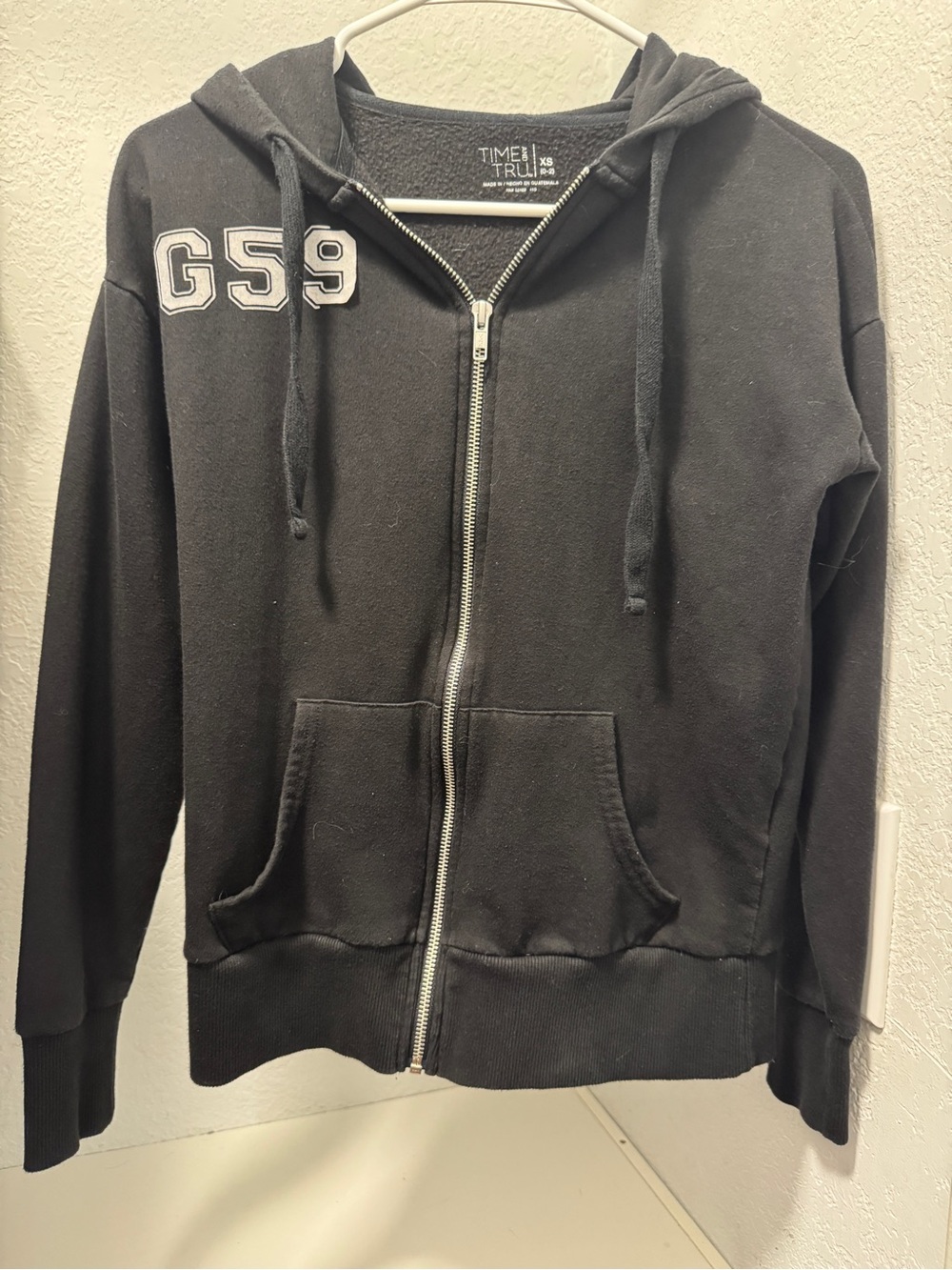 Time and Tru Black Full-Zip Fleece Hoodie